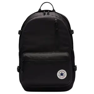 Converse Classic Logo Polyester Backpack for Men and Women, Casual Unisex Style in Black