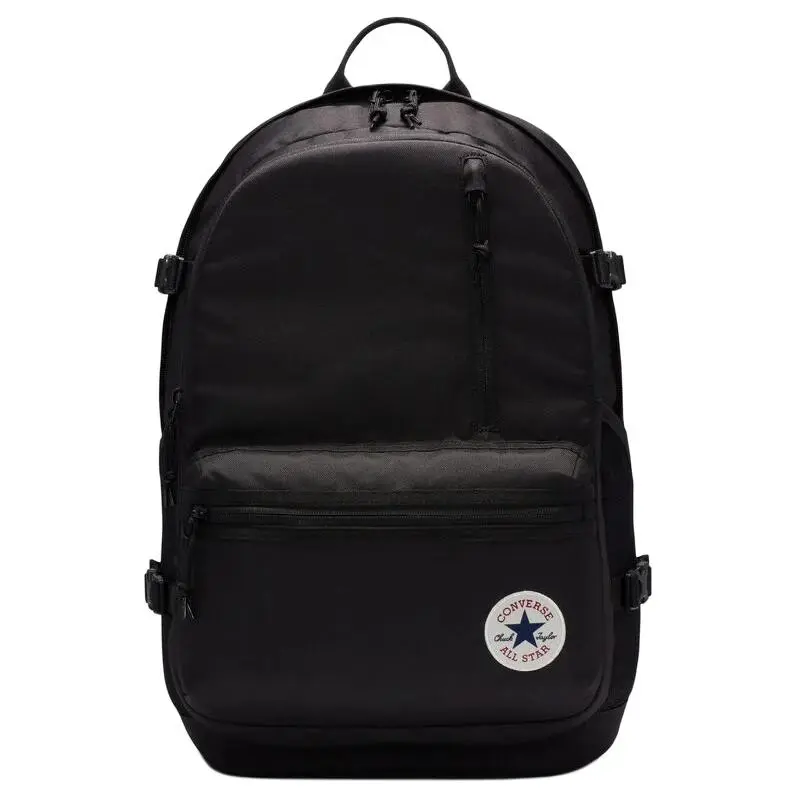 Converse Classic Logo Polyester Backpack for Men and Women, Casual Unisex Style in Black