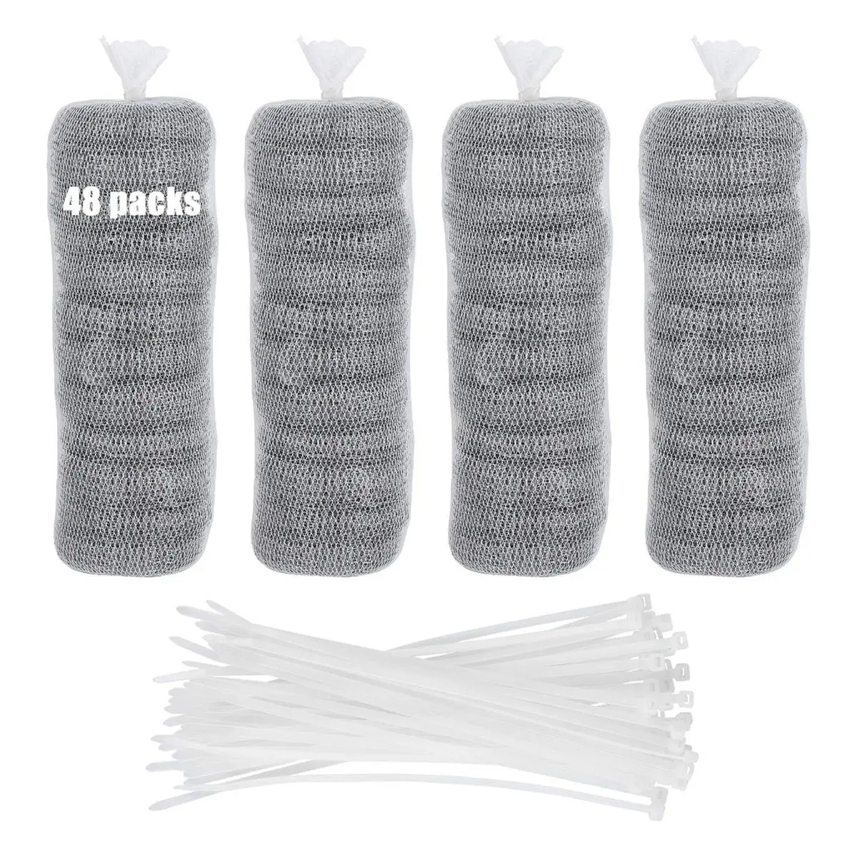 Washing Machine Lint Traps for Laundry, 48 Pack Stainless Steel Mesh Hose Filter Catcher with 48 Nylon Cable Ties, Laundry Sink, 19.7 Cm