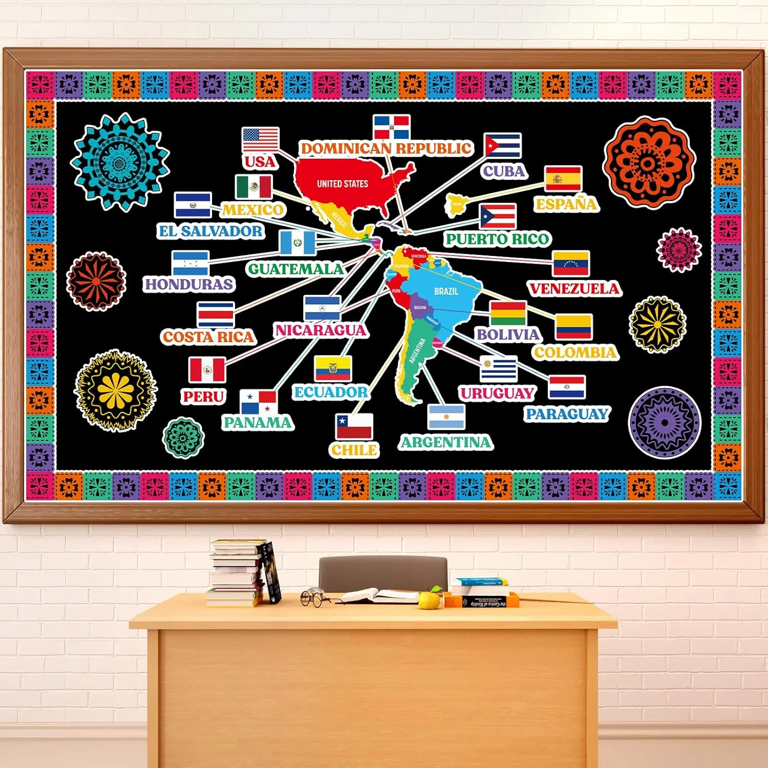 Hispanic Heritage Month Bulletin Board Latin  Classroom Decorations  Hispanic Heritage Month Spanish Flags Cutouts for School  Teacher Student Window Wall Door Party Supplies