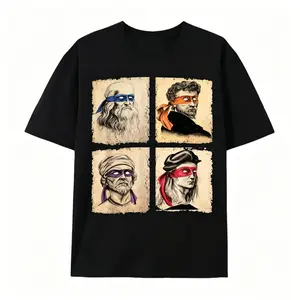 Teenage Mutant Ninja Turtles Renaissance Artists Mashup Graphic Tee Men's Oversized Vintage T-Shirt