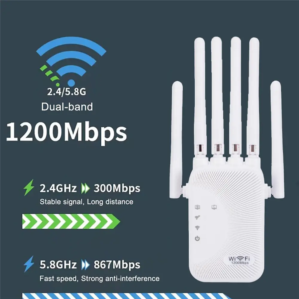 1200/300Mbps Wifi Repeater Amplifier 2.4G 5G Network Expander Range Extender WiFi Signal Booster  Wi-Fi Router wireless hotspot