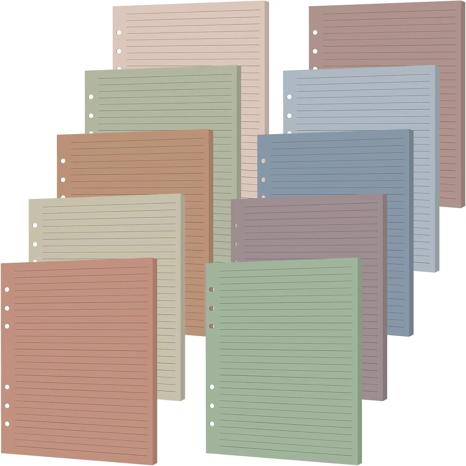 100 Sheets A5 6-Hole Loose Leaf Papers 5.5" x 8.5" Lined Refills Paper Binder Inserts 10 Colorful Line Paper for Mini 6 Ring Binders Junior Size Notebooks for Office School Business  (Boho)