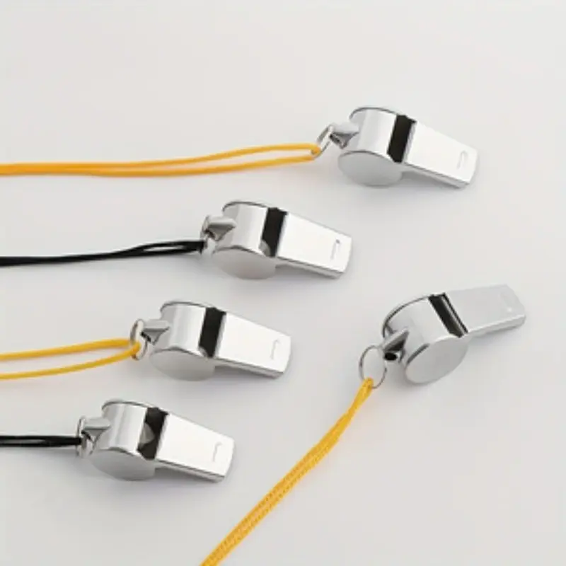 5pcs Premium Stainless Steel Metal Whistle, Ideal for Football, Basketball, Referee Training, Outdoor Survival, Durable and Reliable