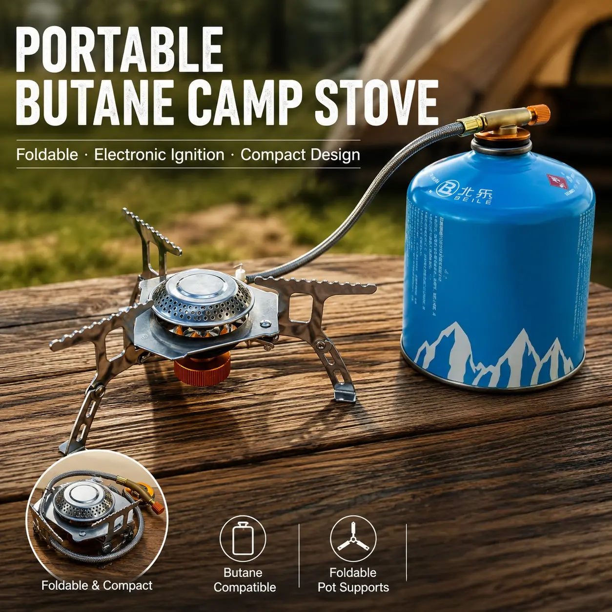 Outdoor Folding Stove, Stainless Steel Material, Portable and Lightweight, Camping Cooker, Ideal for Camping, Picnics, Friends Gatherings