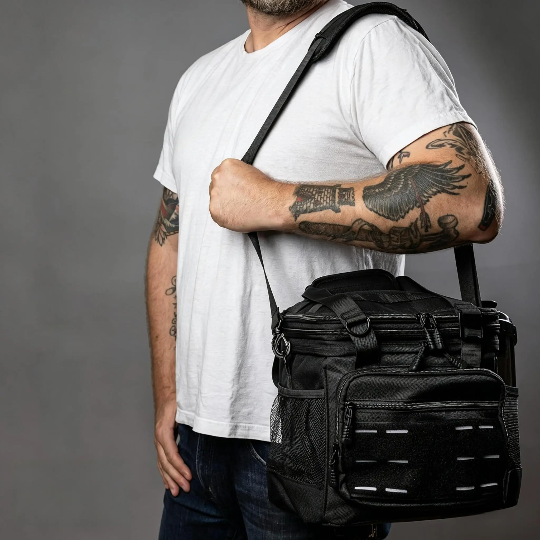 Heavy Duty Insulated Military Outdoor Cooler Bag for Adults - Waterproof, Portable, High-Capacity, MOLLE System, for Hiking, Camping Use, Meal Prep (Tactical Accessories Not Included)