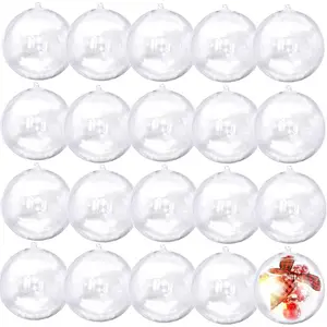 40PCS 80mm Large Clear Fillable Shatterproof Plastic Christmas Ball Ornaments for DIY Crafts Wedding Party Holiday Home Decor