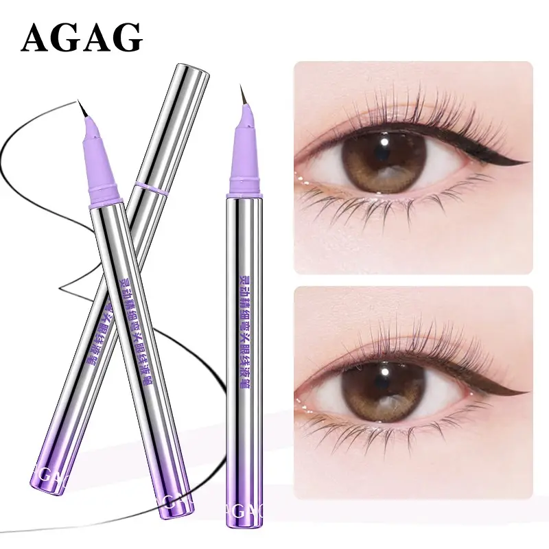AGAG Purple Exterior Waterproof Two-Color Liquid EyelinerIt maintains color all day without smudging, fitted with an ultra-fine tip and available in rich black and natural brown shades, making it an ideal makeup gift for women.
