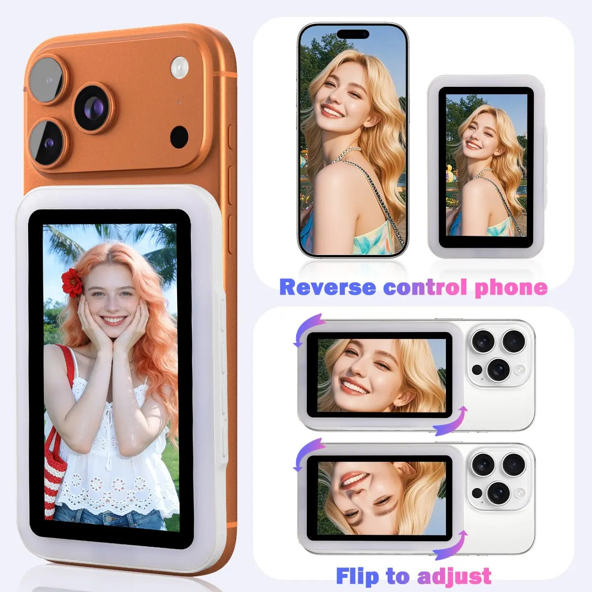 Real-Time Rear Camera Viewfinder Screen, Professional Vlog Monitor for iPhone, Touchscreen and Light Sensor, Mobile Phone Accessories
