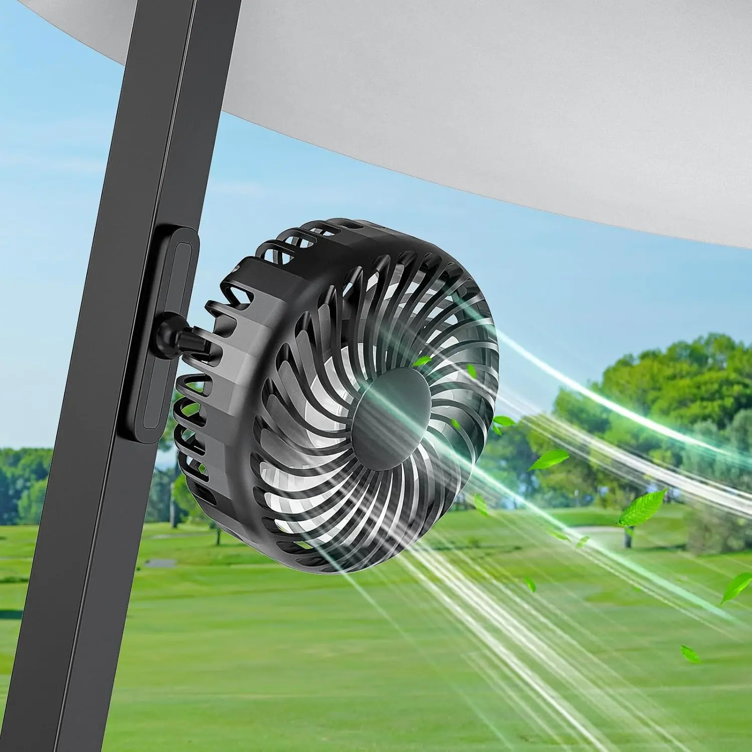 Rechargeable Golf Cart Fan with Magnetic Base, 3 Speed Portable Battery Fan, 360° Rotating Cooling Fan for Golf Cart, EZGO Club Car Yamaha