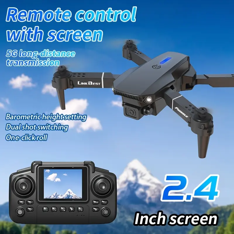 E88 Pro 4K Newly Upgraded Drone with Dual Cameras for HD Aerial Photography, Equipped with Screen, Foldable Quadcopter Remote Control Toy, Perfect Gift for Teenagers for Christmas, Back-to-School Season, and Birthdays