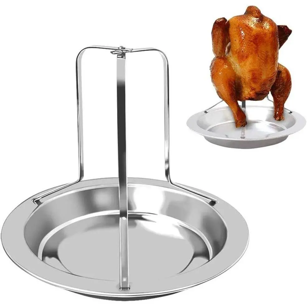 Folding Stainless Steel Nonstick Vertical Beer Can Chicken Roaster Rack, Poultry Turkey Holder for Oven & Barbecue Grill Accessories
