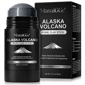 MasaiGGe Alaska Volcanic Clay & Activated Charcoal Cleansing Mask: Controls oil in the T-zone, absorbs excess oil, and leaves skin feeling fresh and clean