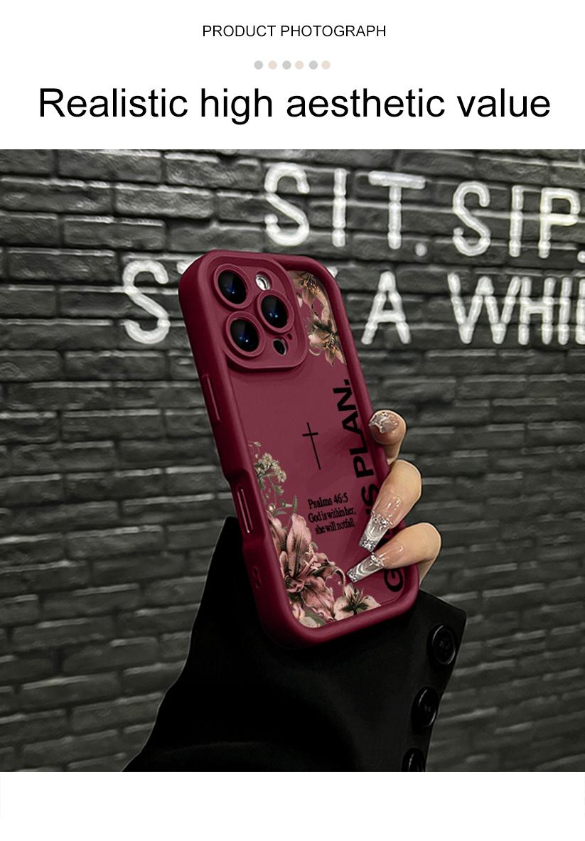 God's Plan Psalms 46:5 Lily Cross iPhone Case, Faith Floral Design Phone Case for iPhone 17 Pro Max 16 15 Plus 14 13 12 11 XR XS Galaxy S25 S24 S23 S22 S21, Shockproof Durable Protective Case,couple,edge,kpop,soft