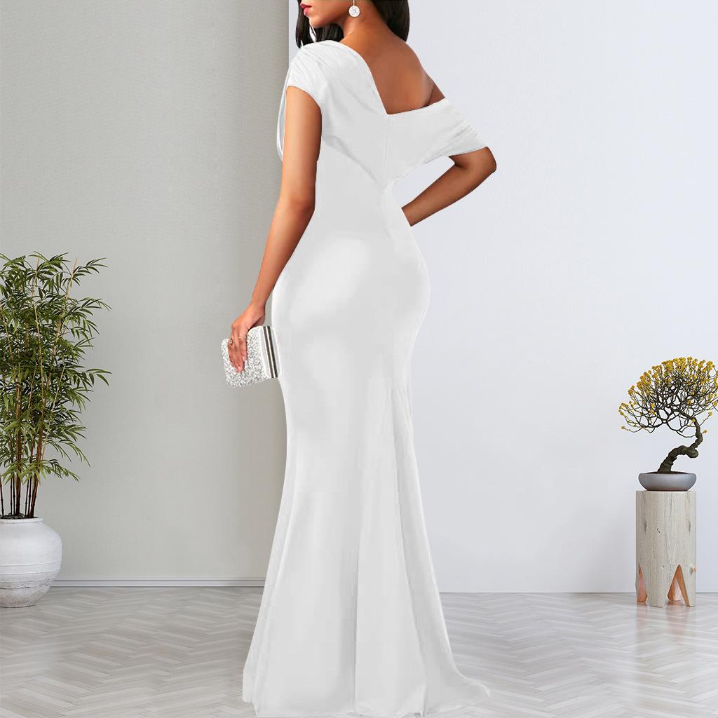 2024 Spring Women Elegant Sleeveless Off Shoulder Bodycon Long Formal Party Dress