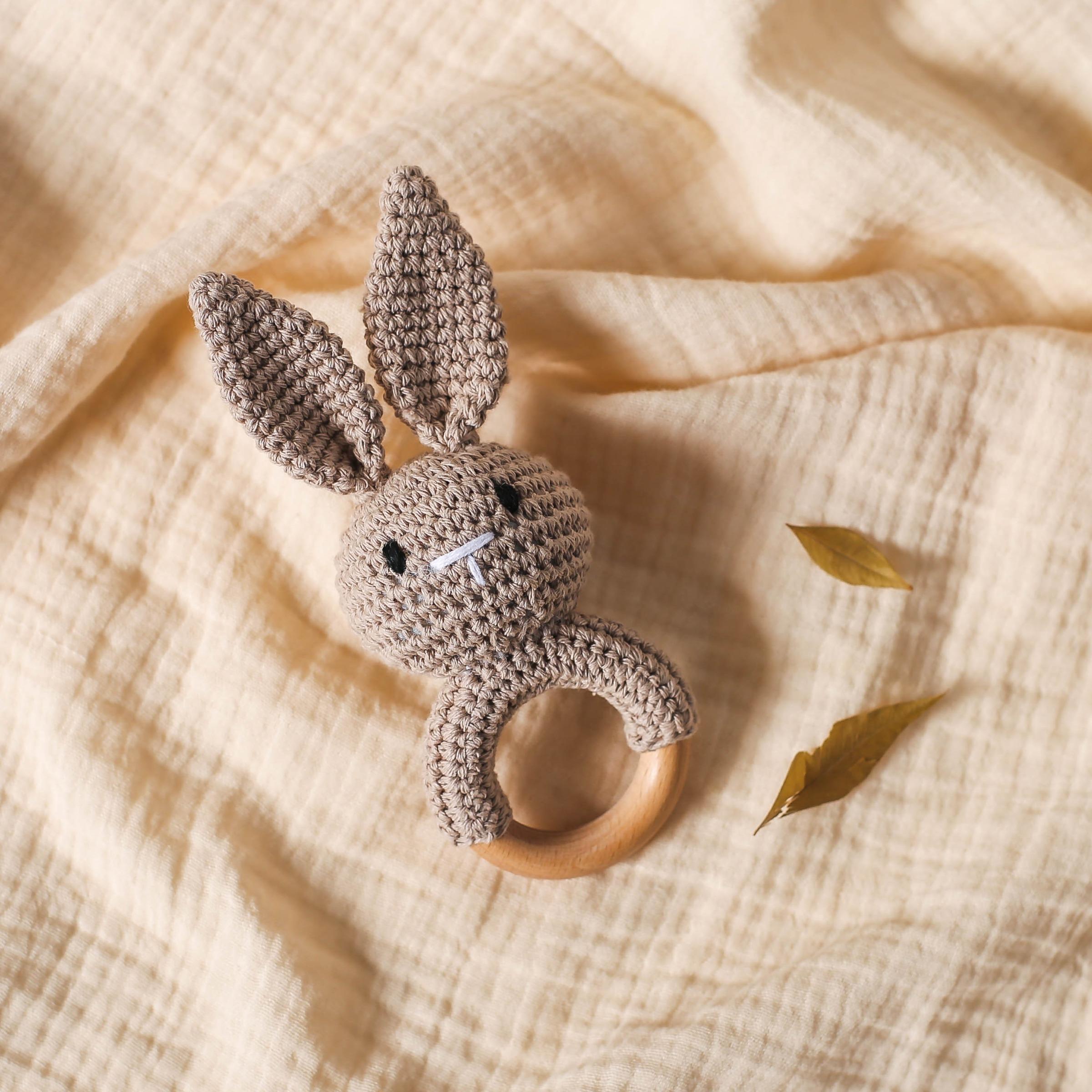 Cute Bunny Rabbit Rattle Toy for Newborn Babies, Handheld Baby Infant Soothing Toy, Perfect Gift for Easter, Must-Have for Moms