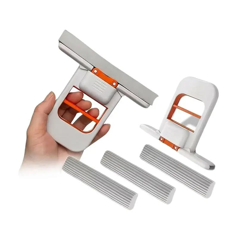 Four-Piece Handheld Cleaning Set, Foldable Mop and No-Rinse Sponge, Quick Clean for Home, Office, Bathroom, Kitchen, Portable Desktop Tool