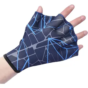 Swimming Gloves Aquatic Webbed Gloves Swim Training ness Water Resistance Hand Flippers with Fingers & Adjustable Wrist Men Women Children