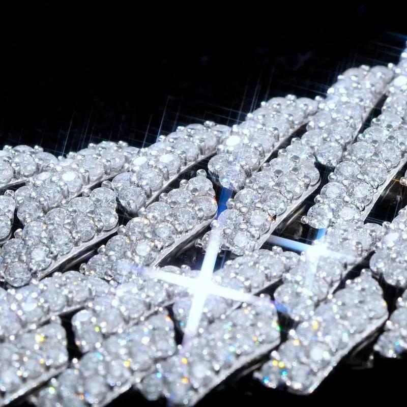 Moissanite 10MM Prong Cuban Link Chain Sterling Silver Pass Test Lab Diamond Necklace Valentine's Day Gift For Him (Storage Boxes)nice.