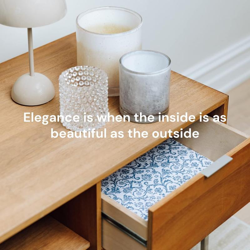 6 Scented Drawer Liners for Closet Shelves, Home , Cabinets, Dresser - Non-Adhesive Royal Damask Print Paper Sheets - 14" x 19.5" Drawer Liner Shelf Paper