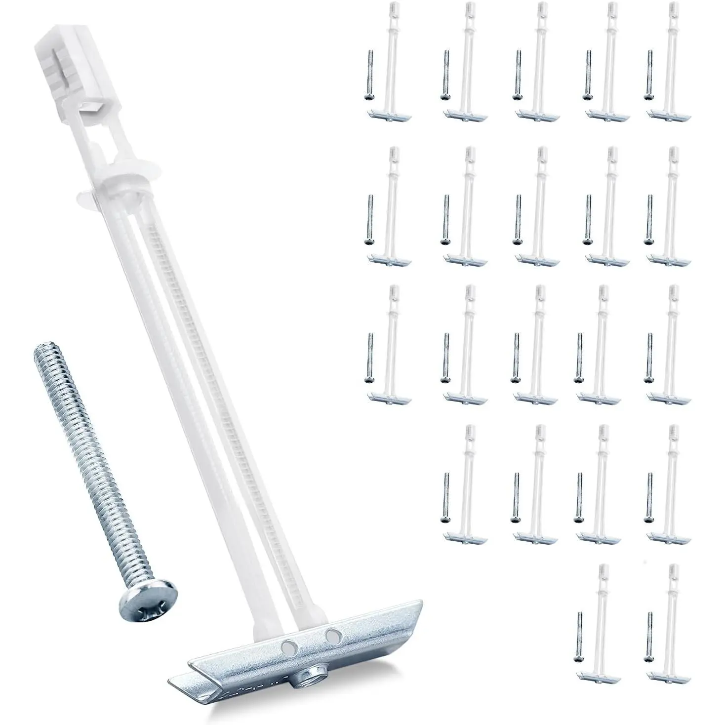 Heavy-Duty Drywall Anchor Kit with 1/4-20 Bolts, Multi-Surface Hollow-Wall Fasteners for TV Mounting, Holds Up to 270 Lbs Each in 1/2-in Drywall, 22 Pack