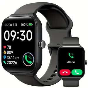 Smartwatch - 1.95inch Display, Call Answering, 100+ Sports Modes, Pedometer, Sleep Tracker, Wireless Connection, Compatible with Android and iPhone, USB Rechargeable, Built-in Alexa - Ideal Gift, Health Monitoring Wristband, Casual Style Watch, Durable Pl