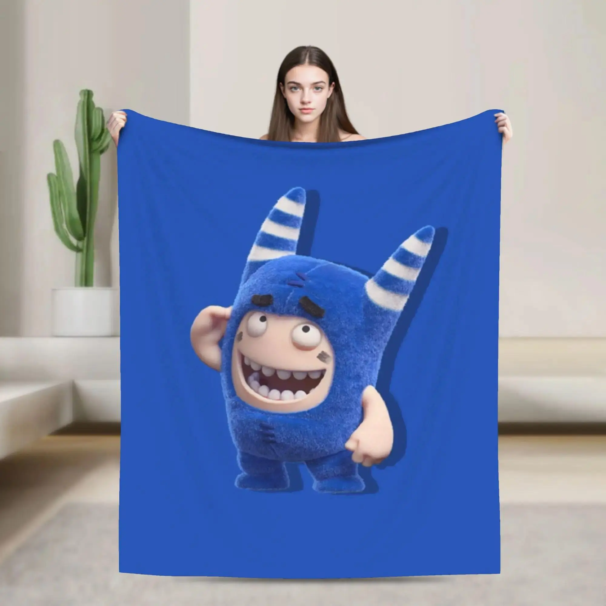 Oddbods Pogo Flannel Blanket - 40x30 Inches/50inx40in, Wrinkle-Resistant, Soft, Breathable, Cooling All-Seasons Throw for Bed, Sofa