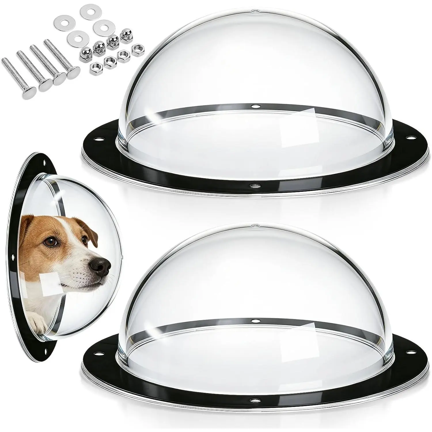 2 Pack Dog Fence Window, Clear View Plastic Pet Peek Dome for Dogs, Cats, Horses, 12.4 x 4.9 InchesGift