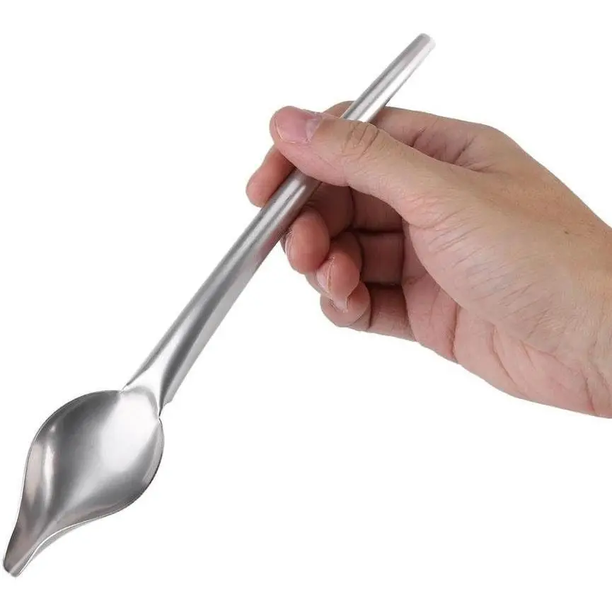 Large Stainless Steel Drizzling Spoon with Tapered Spout, Perfect for Plate Decorating and Drawing