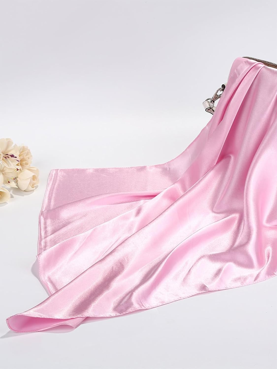 Chiffon Scarf Square Neck Scarf Handkerchief Retro Satin Ribbon Scarf for Women