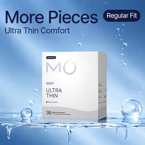 MO Ultra Thin 100% Natural Latex Condoms for Men Value Pack (36 Count) - 0.04mm Silicone-Enhanced Sensation, pH Balanced Formula, Regular Fit, Soft, Smooth, Comfortable, Secure Wear, Universal Size