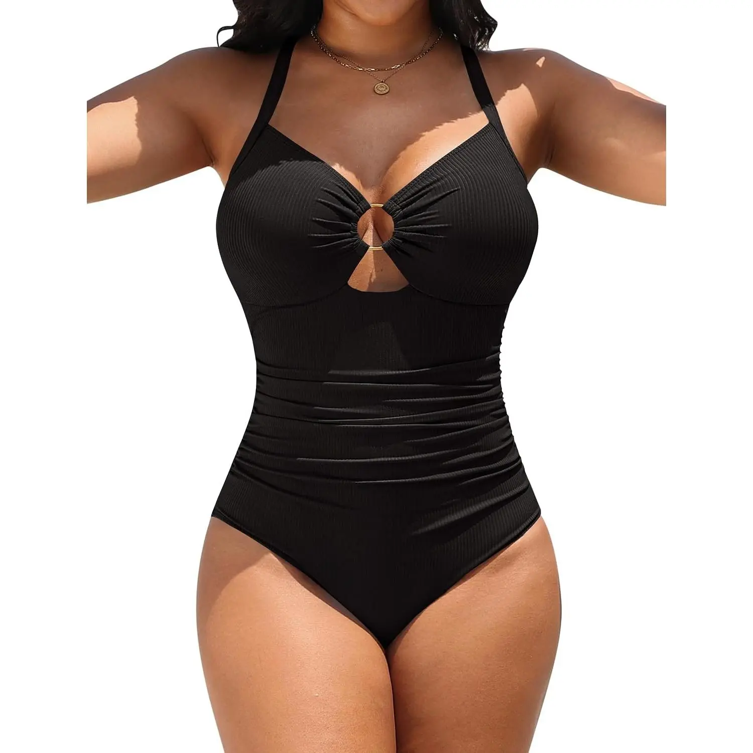 Women's Slimming One Piece Swimsuit with Tummy Control Shapewear Full Coverage Bathing Suit(Gift)