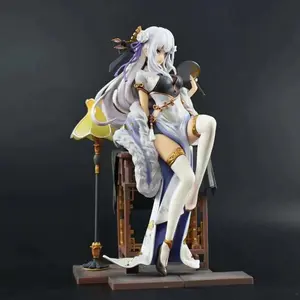 Zero Start Anime World Qipao Emilya & Rem Figure Model, Detailed Scene Collectible Handmade Dolls, Perfect Gift for Fans