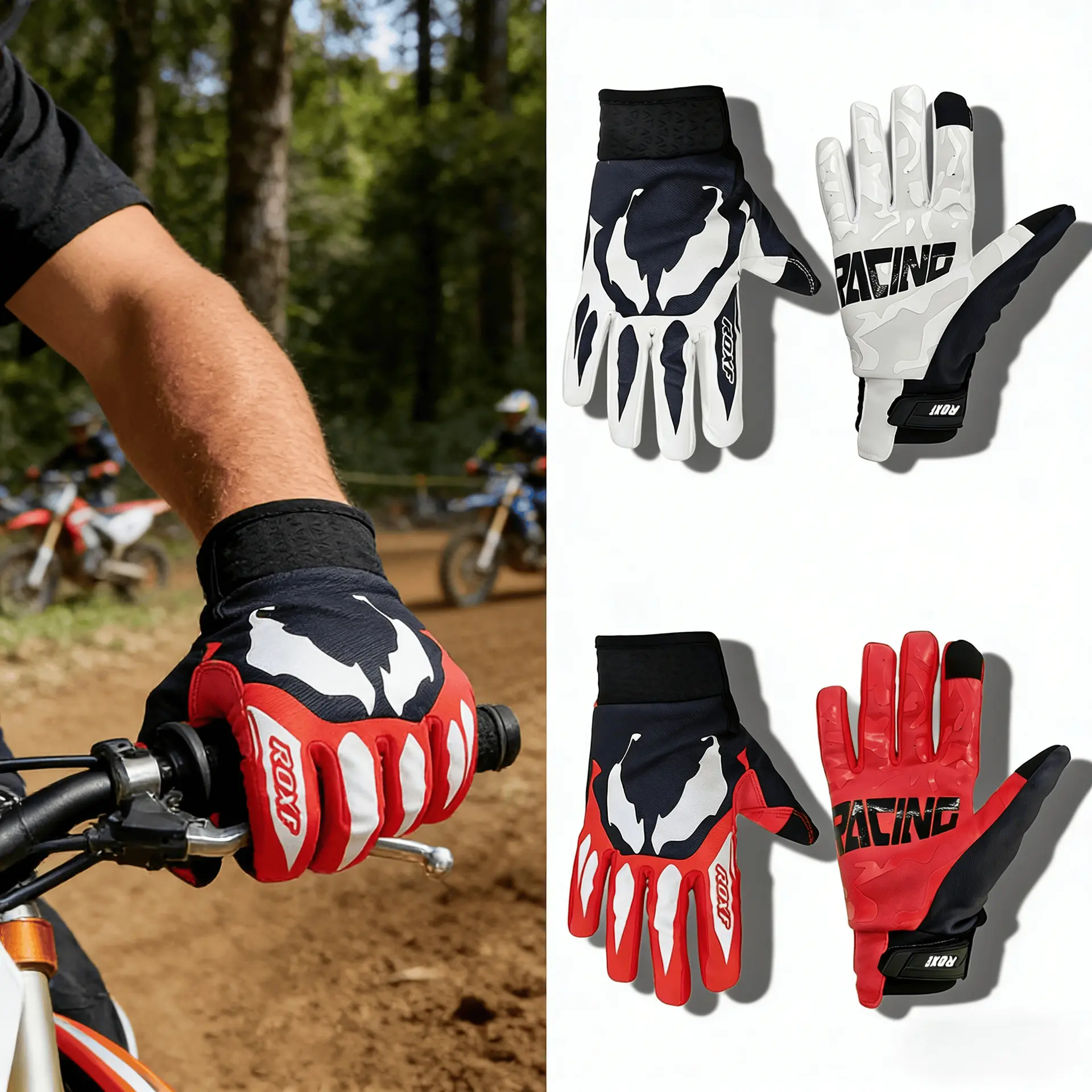 Full Finger Polyester Motorbike Racing Gloves - Breathable, Thin Summer Lightweight Protective Gear for Motorcycle, MTB, Men & Women with Protection Features