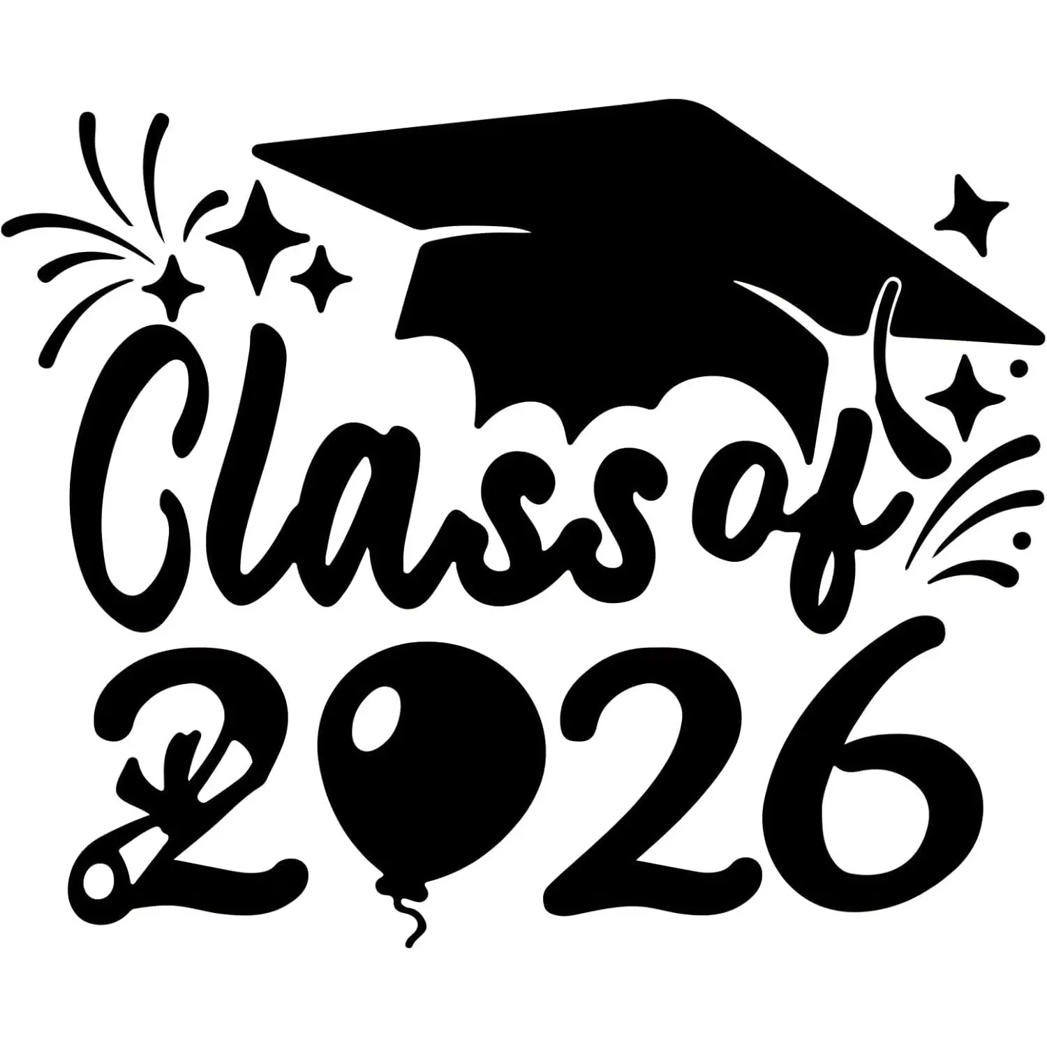 2×Class of 2026 Car Sticker & Graduation Hat Sticker Removable Graduate Decal 8"x 7.1" Waterproof Vinyl Decals Arts & Crafts for Graduation Party Decor (Black)