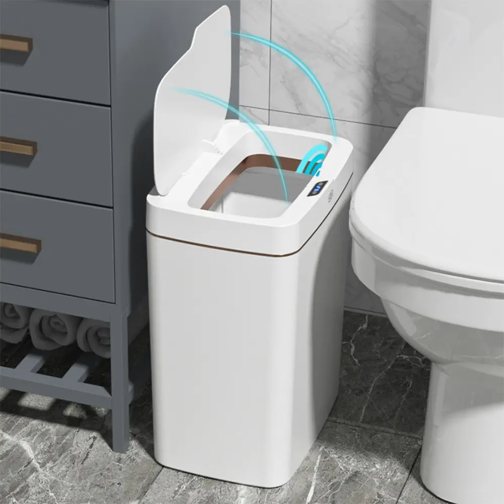 3.9 Gallon Smart Sensor Trash Can, Automatic Refill Bin with Motion Sensor for Livingroom, Bedroom, Kitchen, and Bathroom, 360°Kick Open Lid, Waterproof,  Narrow Household ltem, TikTokShopBlackFriday, TikTokShopCyberMonday, Perfect Gifts For Men/Women