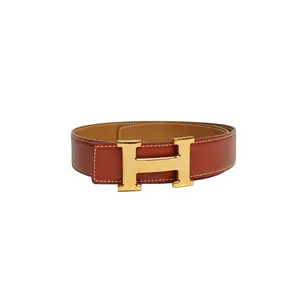 Pre-owned HERMES Buckle B Gold Buckle H Buckle Reversible Belt Red