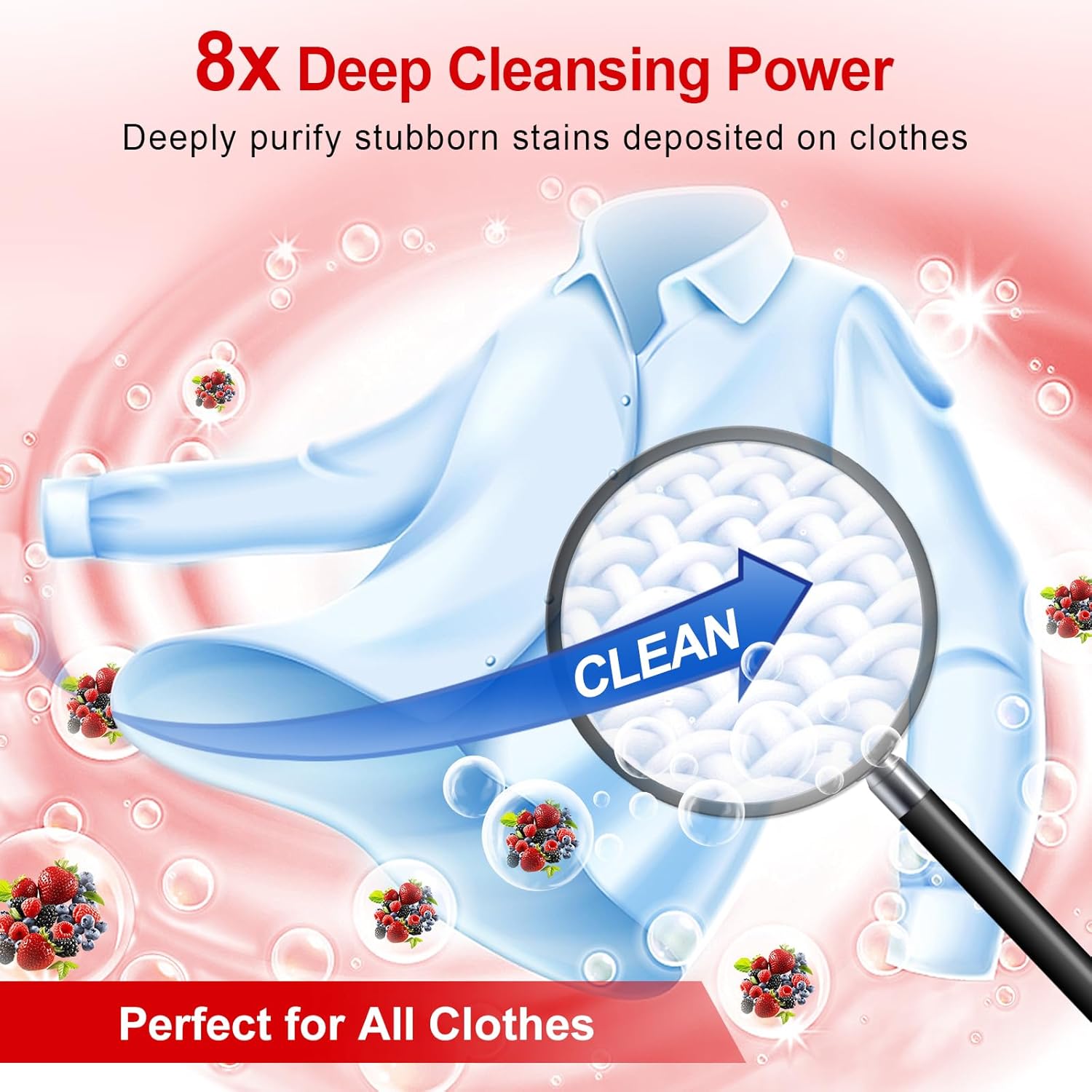 Laundry Detergent Sheets, Up To 128 Loads Berry Scent  , Biodegradable Plastic Free Liquidless Laundry Sheets Suitable for