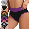 Women's 5/10 Pack Multipack Briefs, Sporty Chic Soft Stretch Milk Silk Underwear with Color Block Contrast Waist, Breathable Mid-Waist Design, Rib, Panty Style Briefs, Workout, Ribbed, Knit, Lightweight, Fabric