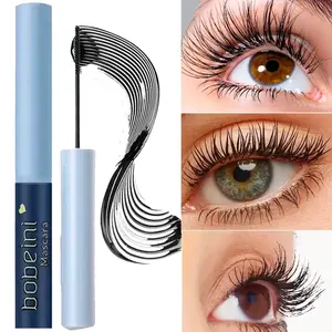 Bobeini Tiny Thin Brush Mascara Waterproof Lash Mascara, Long Lash Curling Volumizing Eyelash Mascara, No Clumping No Flaking Smudge-proof Formula, Mini Precision Spoolie Reach Inner & Lower Lashes, Create Natural Doll Fine Separate Lashes