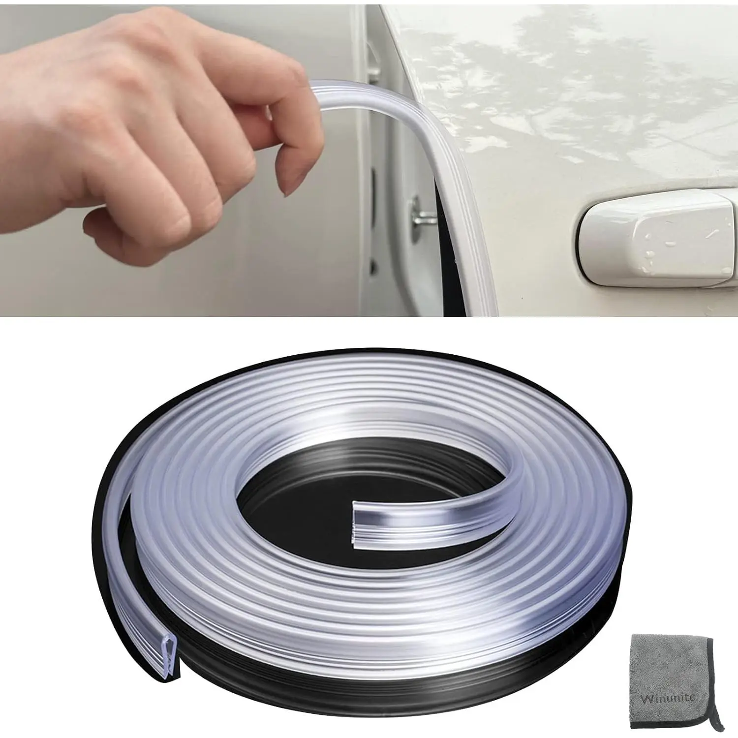 65.6ft (20m) Car Door Edge Guards Clear - Self-Adhesive PVC, U-Shaped, Fits Most Vehicles, Scratch- and Chip-Resistant - Reduces Dings in Parking Lots