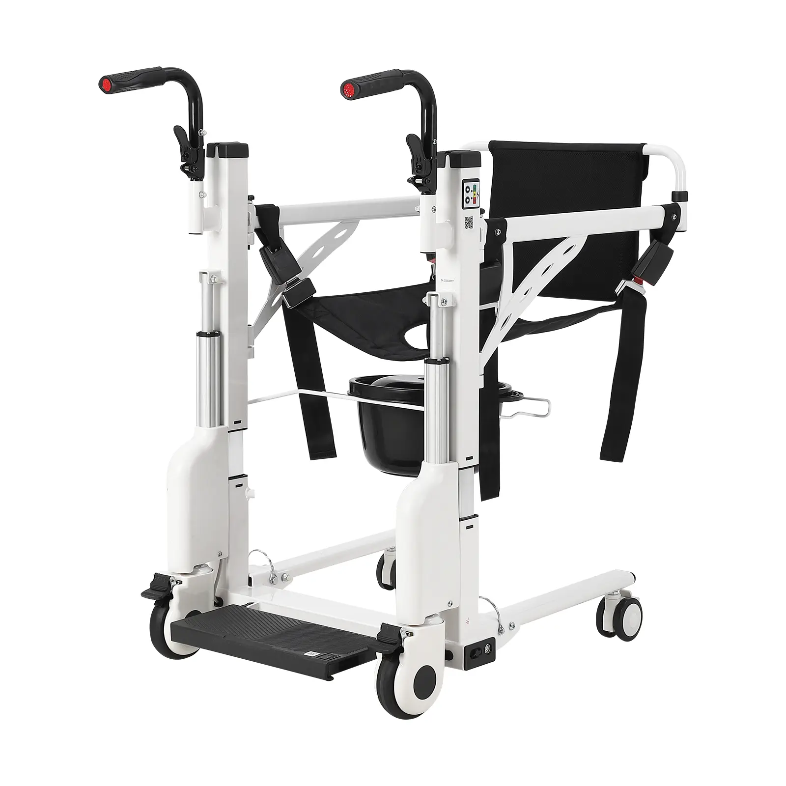 Electric Patient Lift Transfer Chair for Home Use – Hydraulic Mobility Aid - 180° Split Seat - Bedside Commode and Bathroom Wheelchair - Ideal for Seniors and Limited Mobility