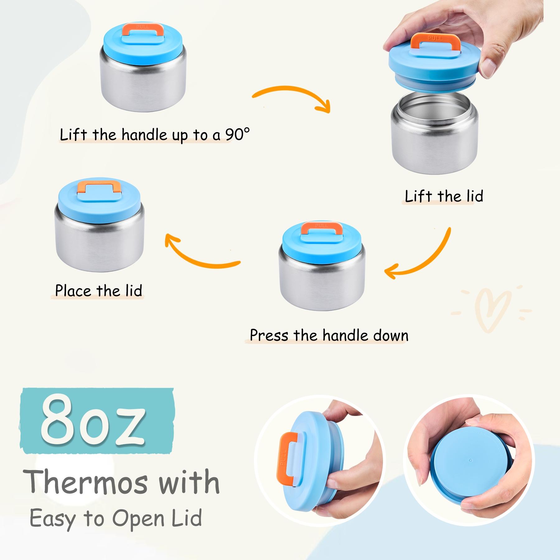 Wide Body Lunch Box Set with 8oz Insulated Container, Snack Compartment, Sauce Holder, BPA Free Leak-Proof Design for Meal Prep