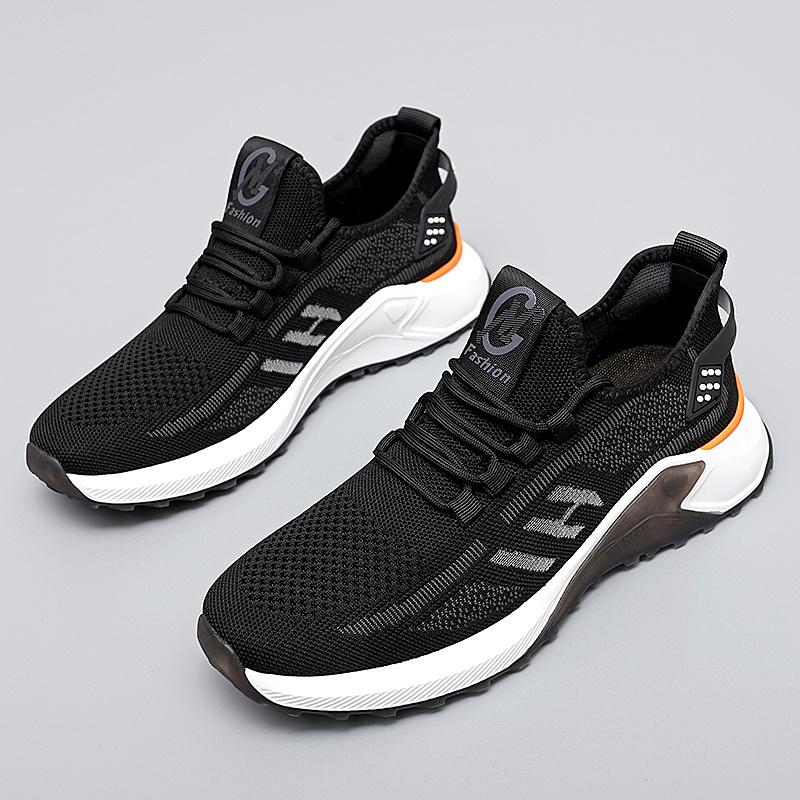 (New)Men'S Casual Running Shoes|   Comfortable Thick-Soled Shock-Absorbing Shoes with Faux Upper and Rubber Sole, Lace Closure, Pointed Toe, Suitable for All Seasons