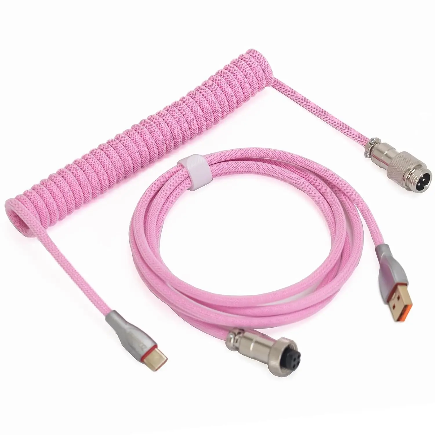 Braided Keyboard Cables 1.5m Coiled Type-C to USB A with Detachable Aviator Connector.for Gaming Keyboard/Tablet ()