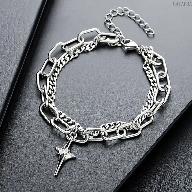 Female Rhinestone Diamond-Encrusted Cross Titanium Steel Bangle, Waterproof Non-Fade Minimal Luxury Stackable Wrist Jewelry for Casual Daily Outfits (Sports & Outdoor Accessory)
