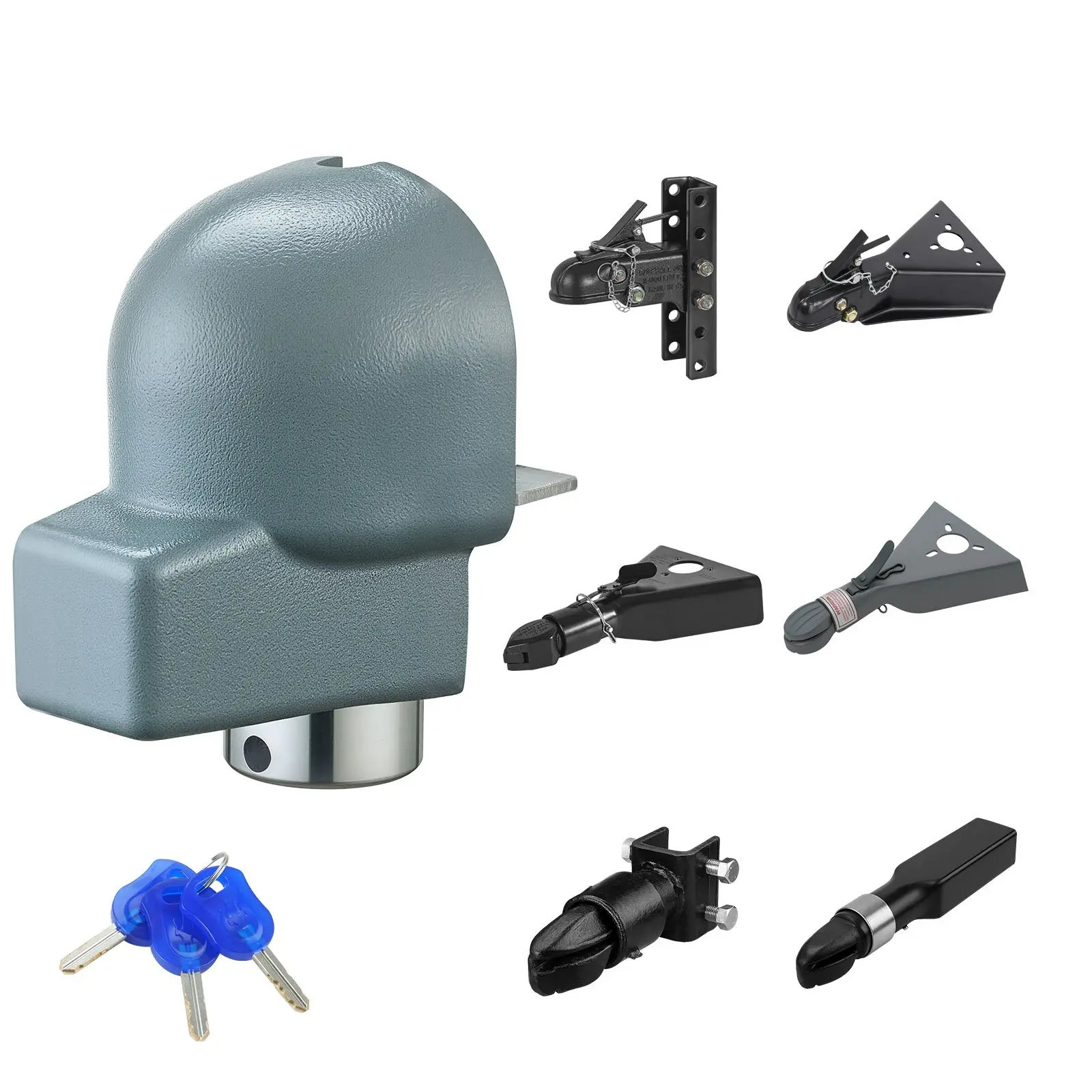 【Summerfinds】VEVOR Carbon Steel Trailer Coupler Security Lock, 2-5/16" Cast/Bulldog Coupler Fit, 1-Hand Install Heavy-Duty Nesting Lock with 3 Keys, Corrosion-Resistant Secure Stainless Steel for RV, Boat, Black