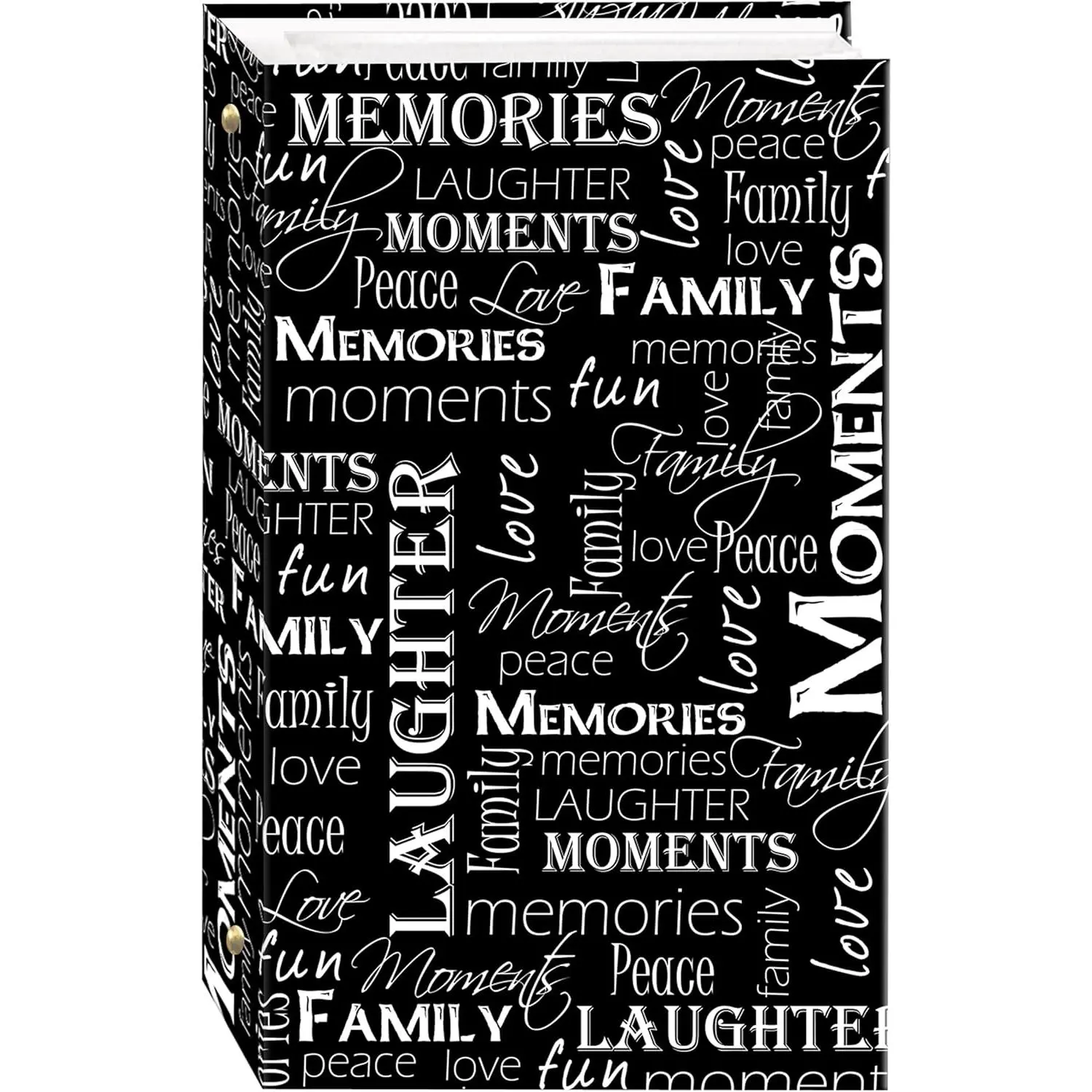 3-Ring Photo Album 300 Pockets Holds 4x6 Photos, Black & White Words Design