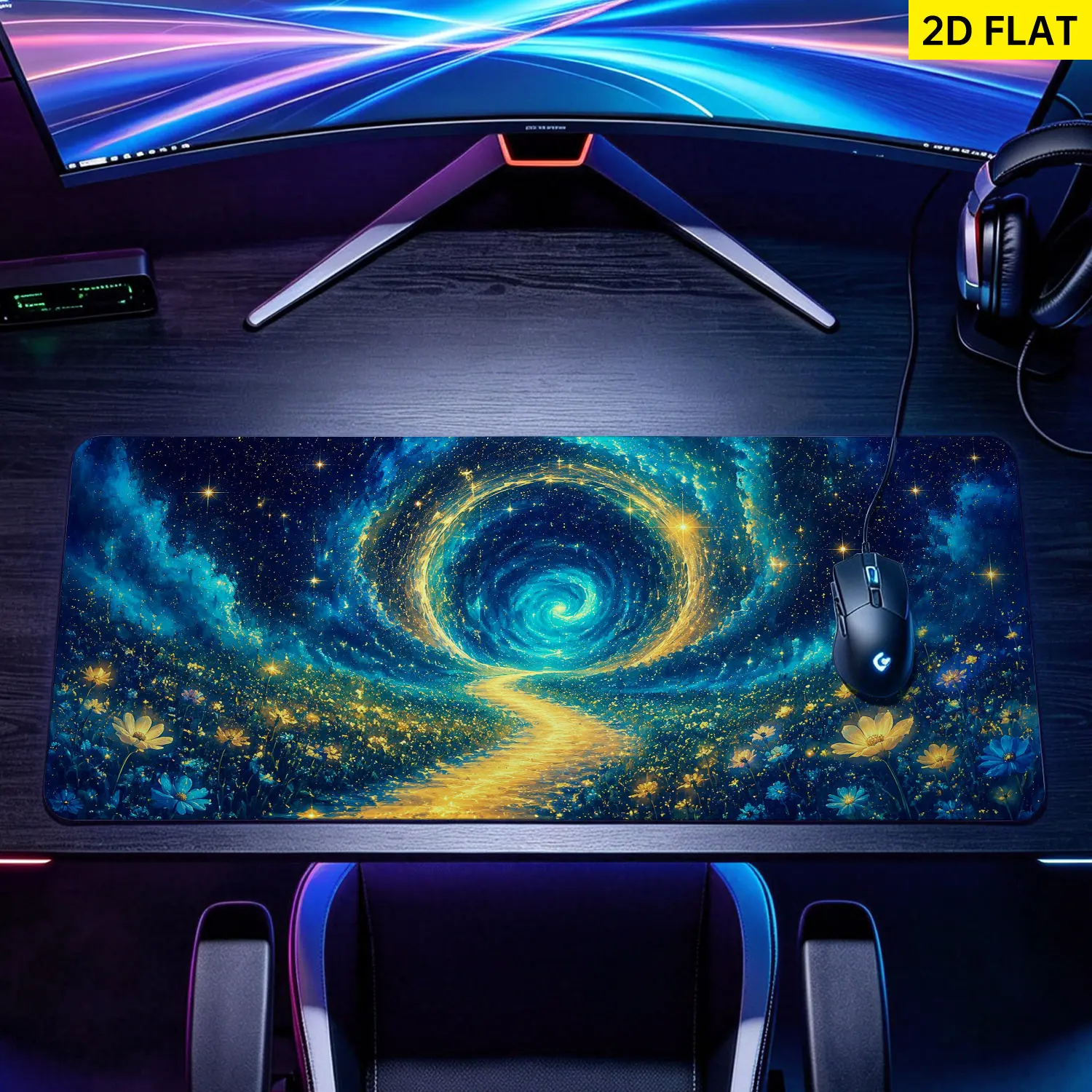 Extra Large Galaxy Print Mouse Pad, Non-Slip Rubber Base, Lock Edge, Multi-Size, Washable, Precision Move, Desktop Protection Pad for Home-Office, Gaming Users, Gift for Family