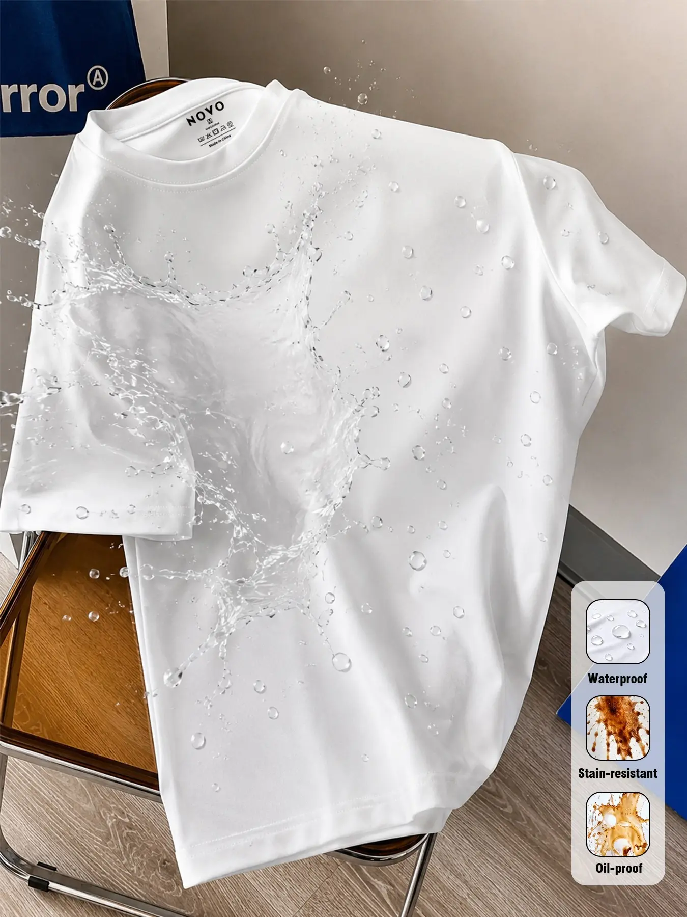 Unisex 100% cotton fabric waterproof, oil-proof, stain-proof pure white loose round-neck T-shirt, wrinkle-resistant, breathable blank basic short sleeve #SummerTee #OOTD